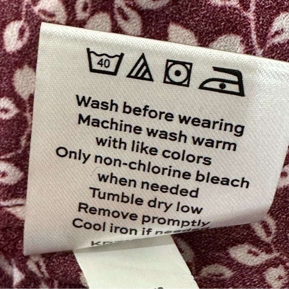 Draper James Surplus Neckline Vine Print Wine Red Dress Bishop Sleeve - Picture 8 of 8